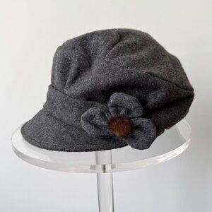 y2k vintage grey floral embroidered womens newsboy cadet castro cap fabric hat